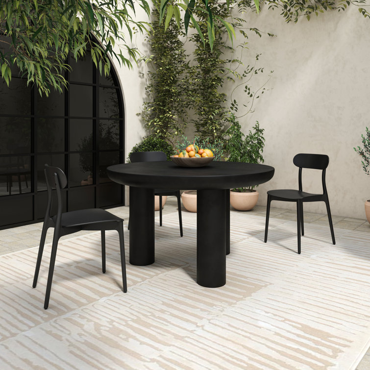 Rocca Black Round 51" Industrial Wood Dining Table