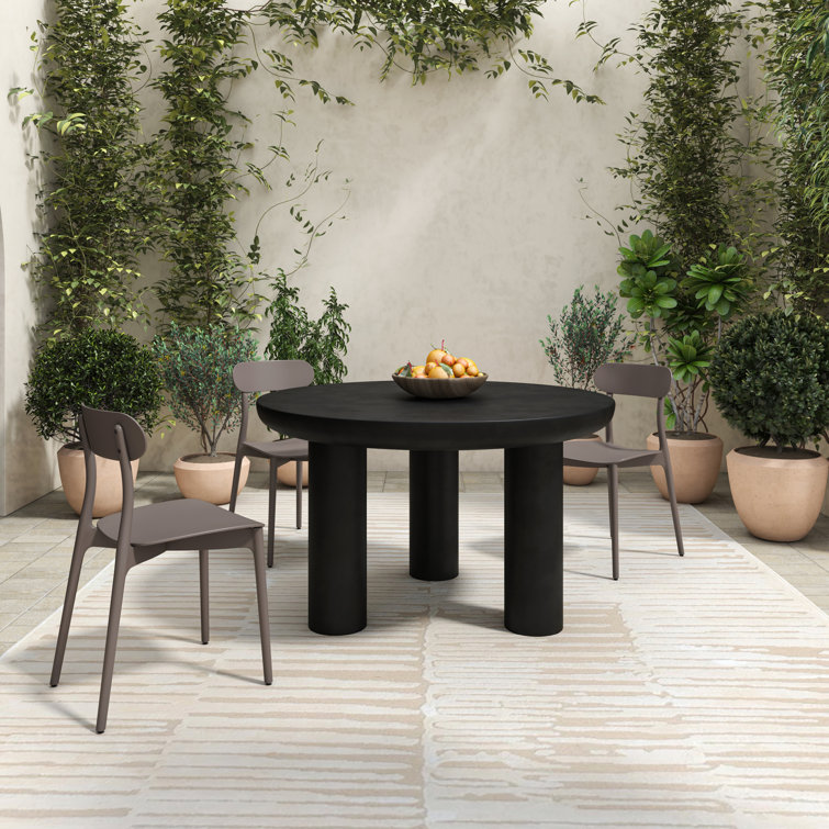Rocca Black Round 51" Industrial Wood Dining Table