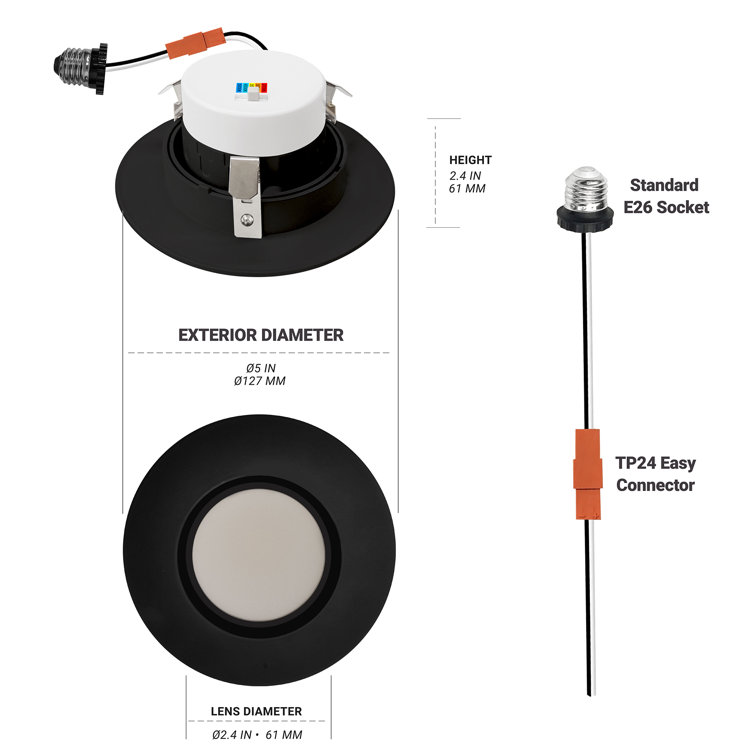 Black 4-Inch Adjustable LED Recessed Lighting Kit, 6-Pack