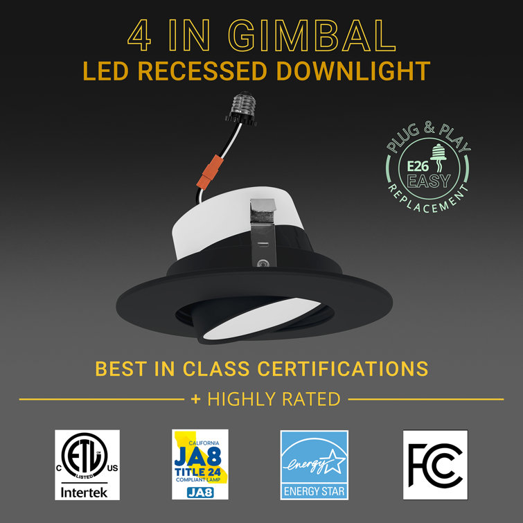 Black 4-Inch Adjustable LED Recessed Lighting Kit, 6-Pack