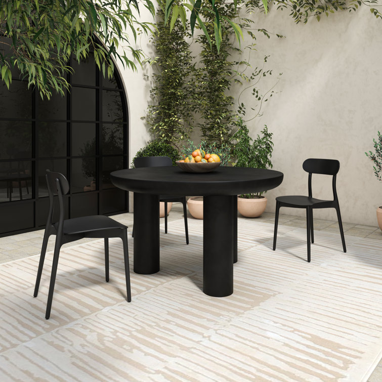 Rocca Black Round 51" Industrial Wood Dining Table