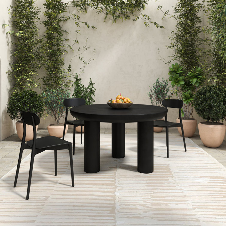 Rocca Black Round 51" Industrial Wood Dining Table