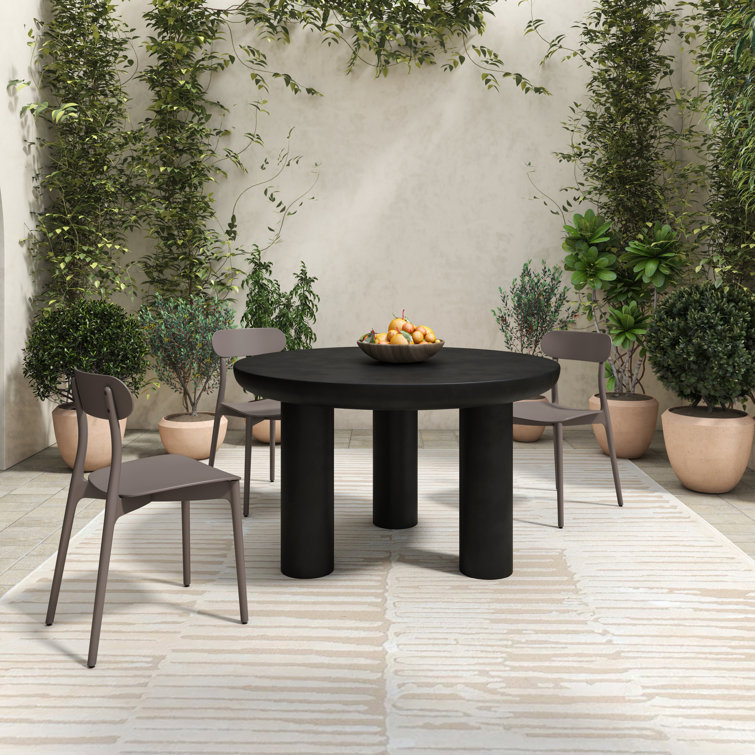 Rocca Black Round 51" Industrial Wood Dining Table