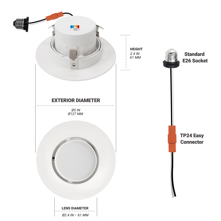 White Aluminum 4 Inch LED Recessed Gimbal Downlight, 6 Pack