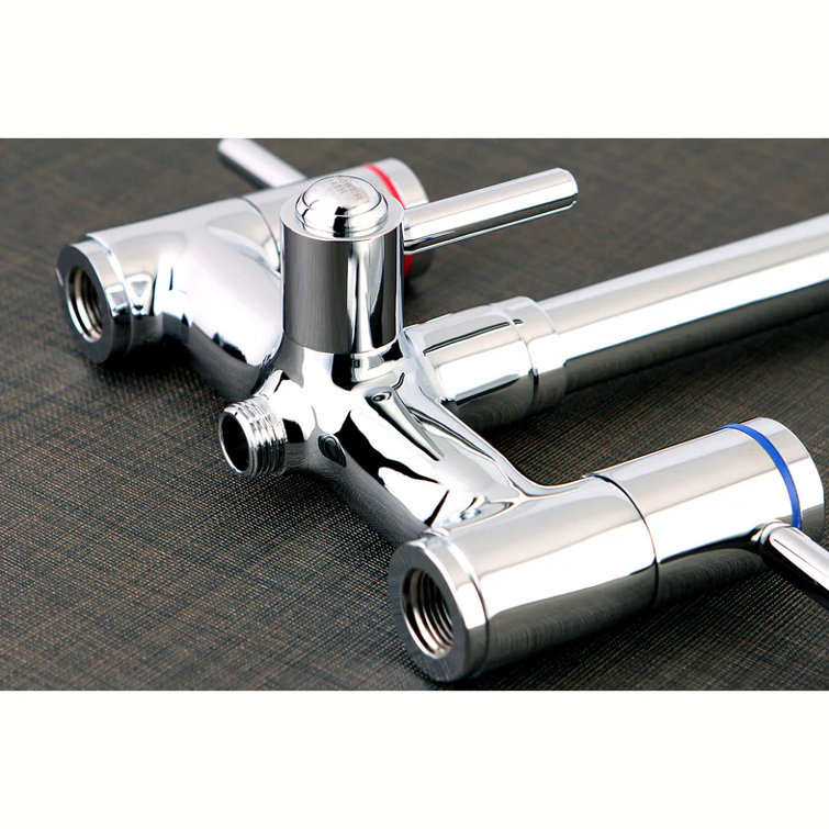 Satin Nickel Freestanding Tub Faucet with Hand Shower