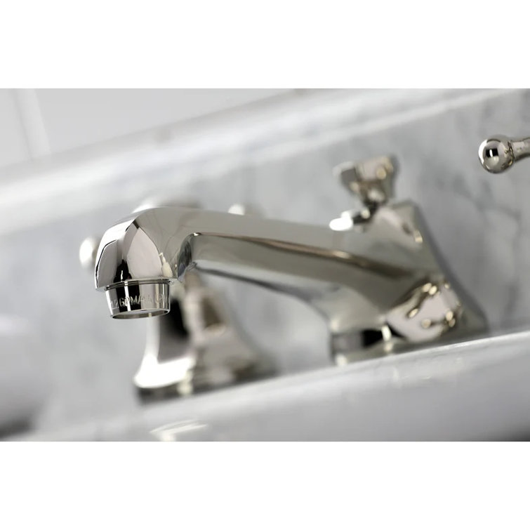 Polished Nickel Widespread Bathroom Faucet with Cross Handles