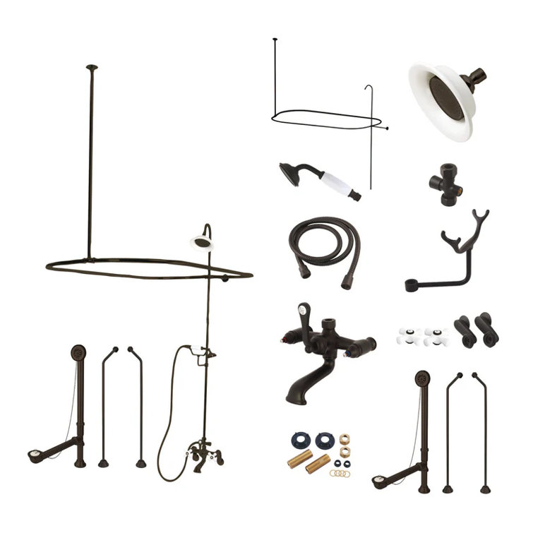 Polished Brass Vintage Clawfoot Tub Faucet Package with Hand Shower