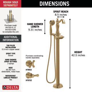 Cassidy Chrome Deck-Mount Roman Tub Faucet with Hand Shower