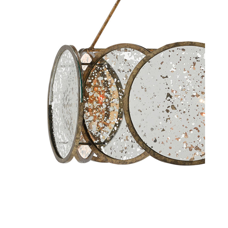 Pyrite Bronze Mirrored 34" Round 6-Light Chandelier
