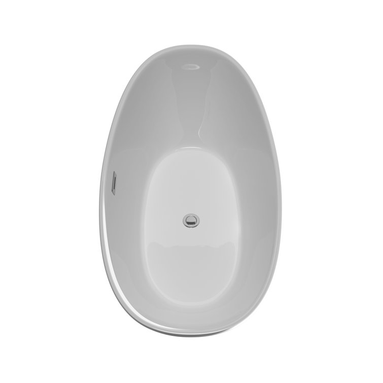 Dorrit 60" White Acrylic Freestanding Soaking Bathtub with Polished Chrome Faucet