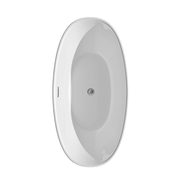 Dorrit 60" White Acrylic Freestanding Soaking Bathtub with Polished Chrome Faucet