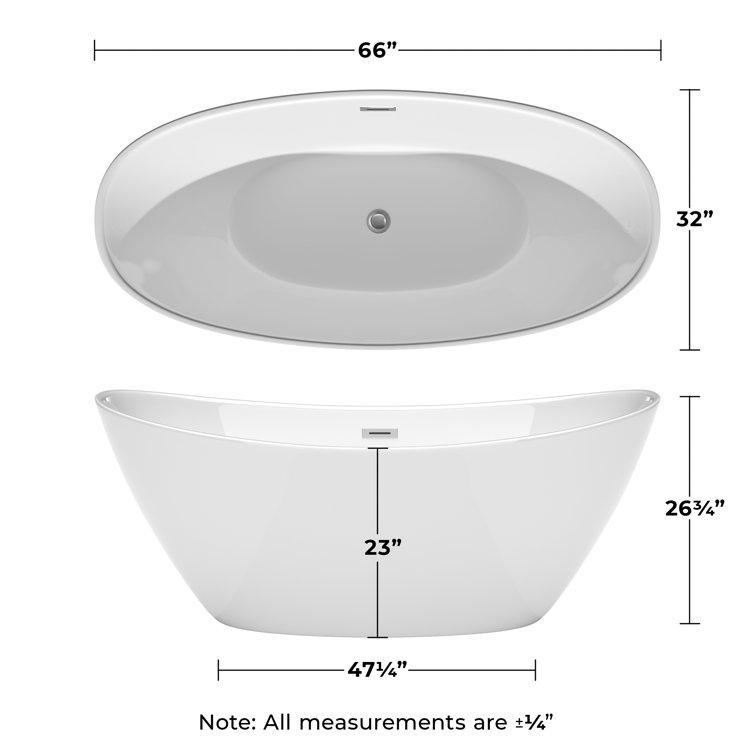 Dorrit 66" White Acrylic Freestanding Soaking Bathtub