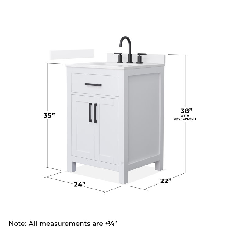 Beckett 24" White Freestanding Single Bathroom Vanity with Quartz Top