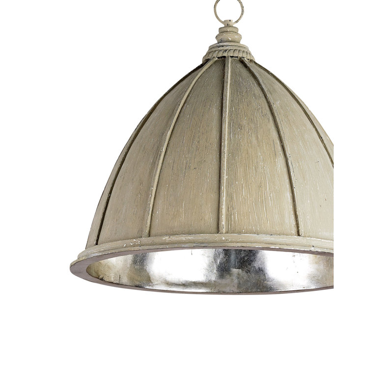 Fenchurch Oyster Cream and Silver Leaf 1-Light Bowl Pendant