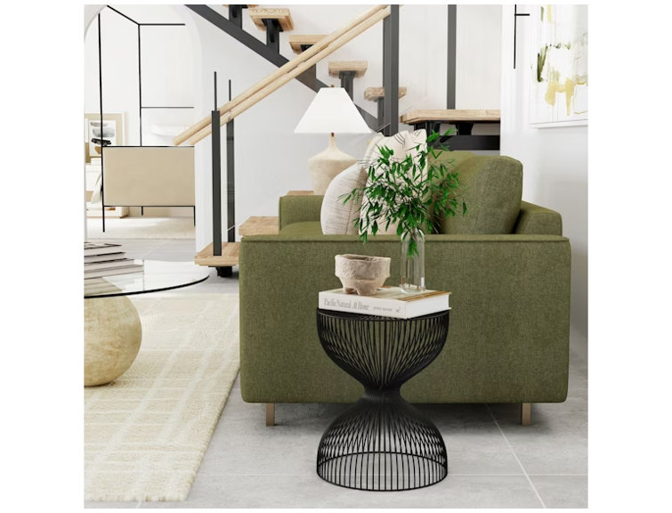Nicholas Silver Metal and Glass Round Side Table