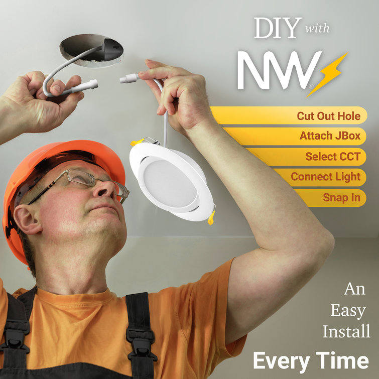 NuWatt 4" White Aluminum Dimmable LED Recessed Light Kit, Energy Star