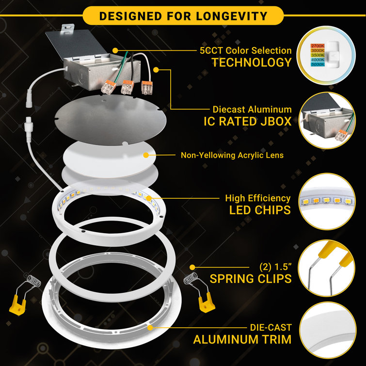 NuWatt 4" White Aluminum Dimmable LED Recessed Light Kit, Energy Star