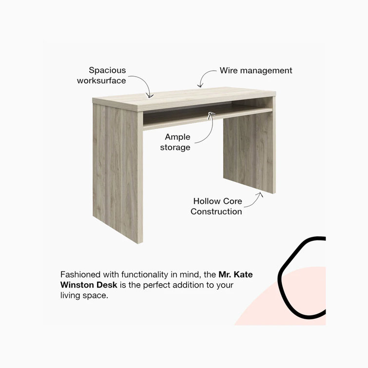 Versatile Light Walnut Hollow Core Writing Desk, 52"