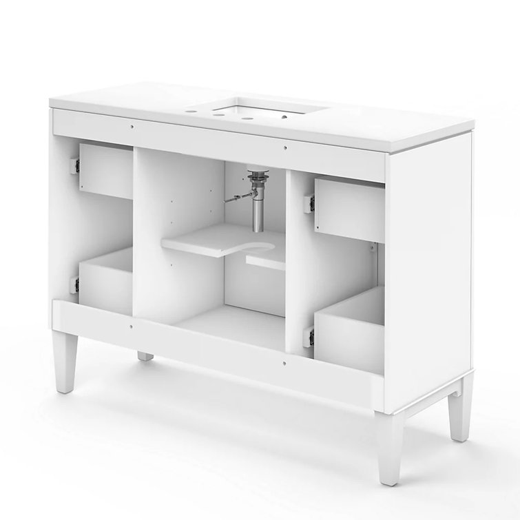 Southerk 48-Inch White Painted Freestanding Bathroom Vanity with Quartz Top