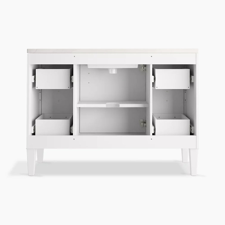 Southerk 48-Inch White Painted Freestanding Bathroom Vanity with Quartz Top