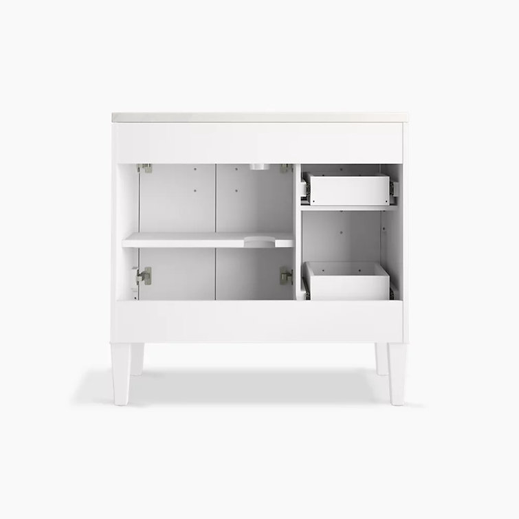 Southerk 36-Inch White Freestanding Bathroom Vanity Set with Quartz Top