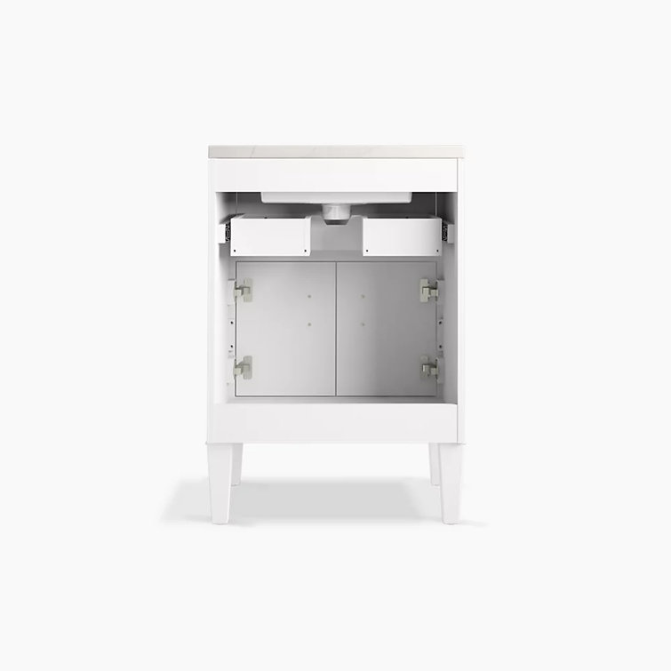 White 24-Inch Freestanding Bathroom Vanity with Quartz Top