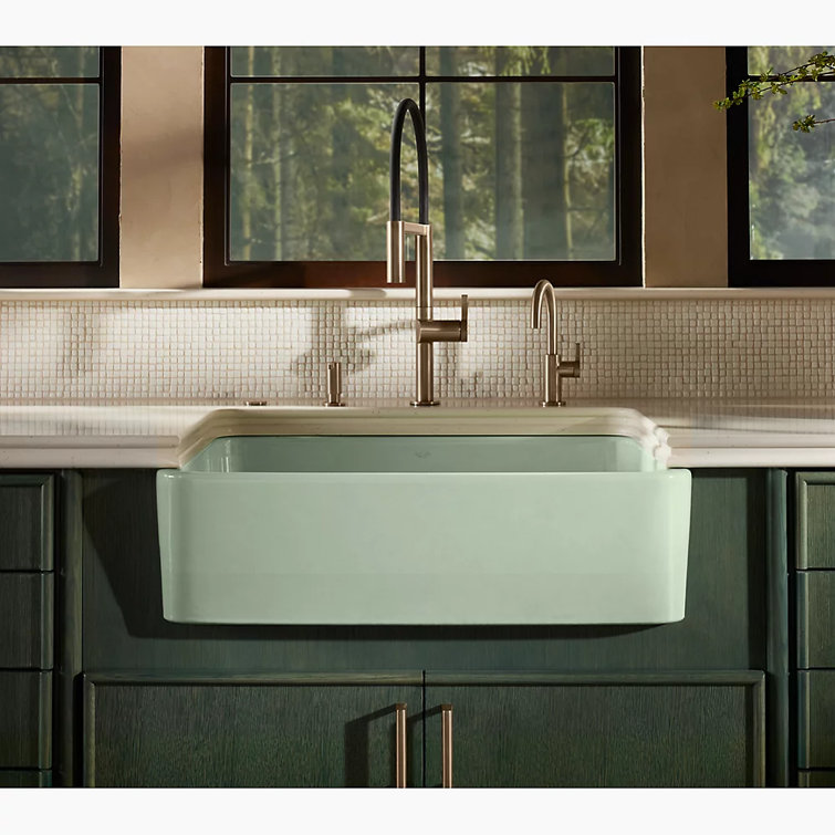 Aspen Green 34" Single-Bowl Farmhouse Cast Iron Kitchen Sink