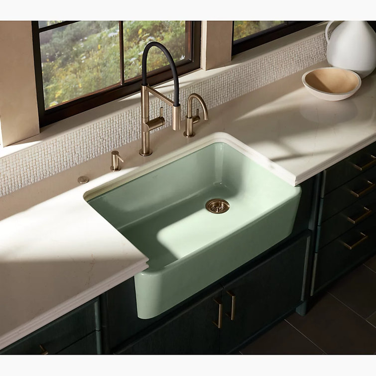 Aspen Green 34" Single-Bowl Farmhouse Cast Iron Kitchen Sink