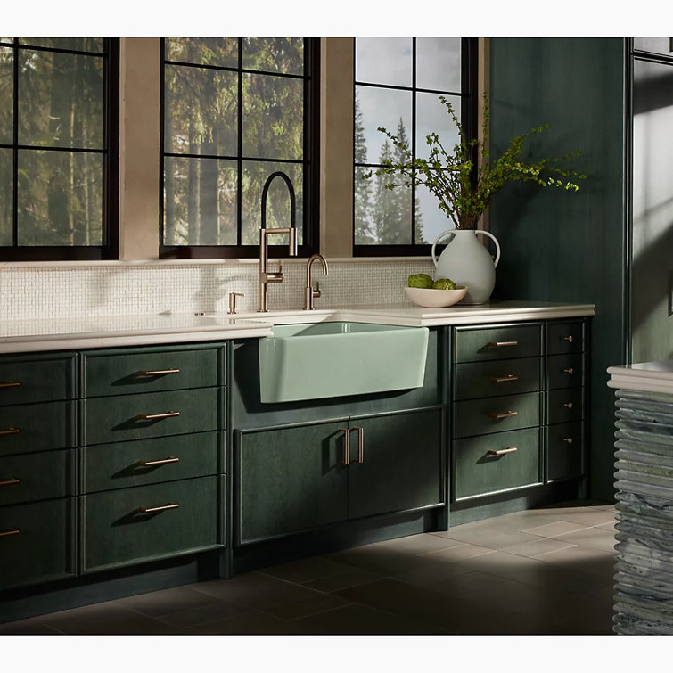 Aspen Green 34" Single-Bowl Farmhouse Cast Iron Kitchen Sink