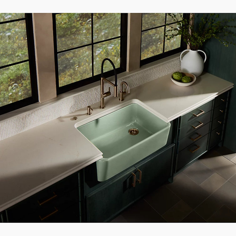 Aspen Green 34" Single-Bowl Farmhouse Cast Iron Kitchen Sink