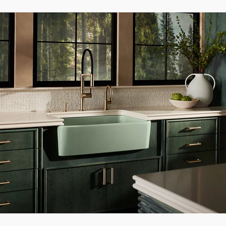 Aspen Green 34" Single-Bowl Farmhouse Cast Iron Kitchen Sink