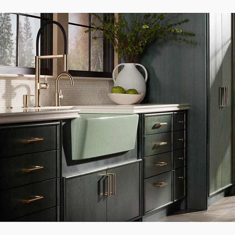 Aspen Green 34" Single-Bowl Farmhouse Cast Iron Kitchen Sink