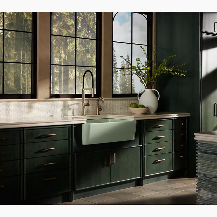 Aspen Green 34" Single-Bowl Farmhouse Cast Iron Kitchen Sink