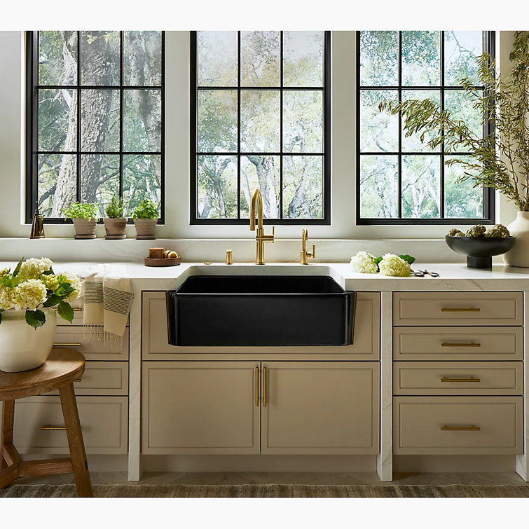 Aspen Green 34" Single-Bowl Farmhouse Cast Iron Kitchen Sink