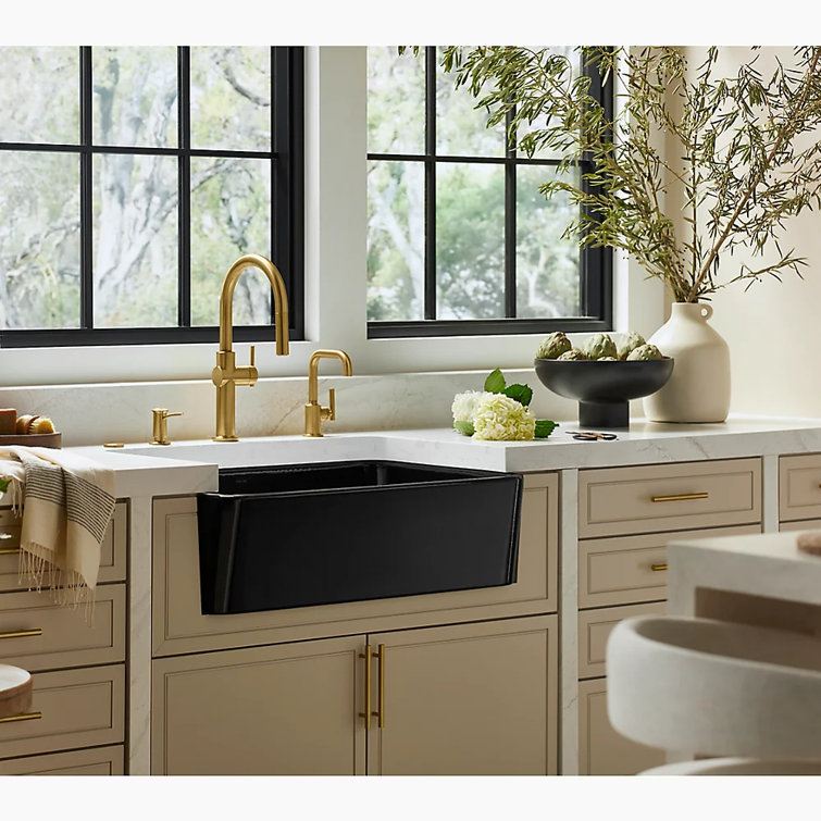 Aspen Green 34" Single-Bowl Farmhouse Cast Iron Kitchen Sink