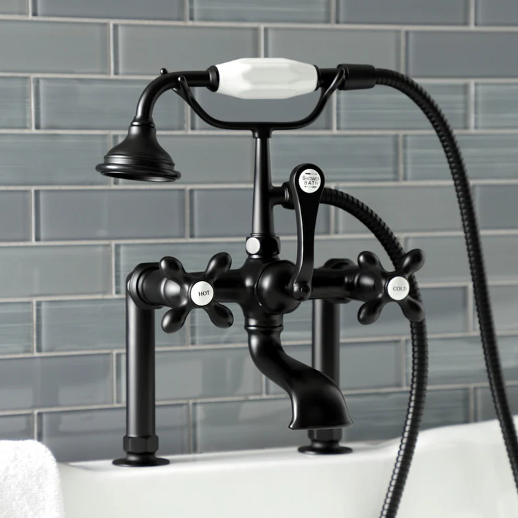 Brushed Nickel Vintage Deck Mount Clawfoot Tub Faucet with Hand Shower