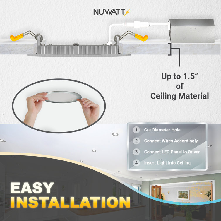 Ultra Slim Brushed Nickel 4-Inch LED Recessed Lighting Kit