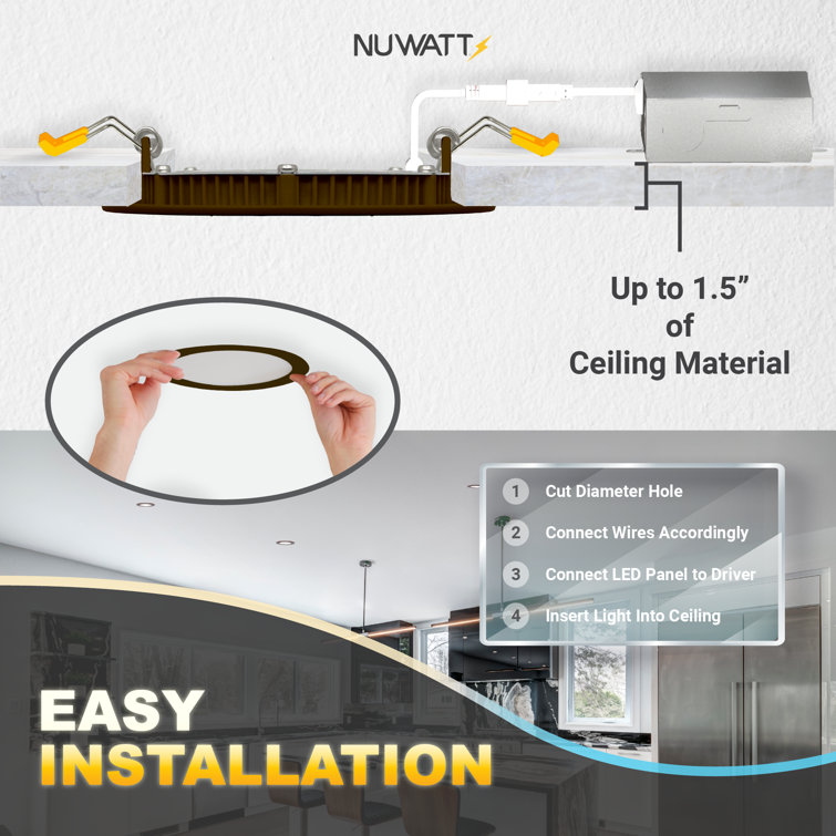 Bronze 4 Inch Ultra-Thin LED Recessed Lighting Kit with Smooth Trim