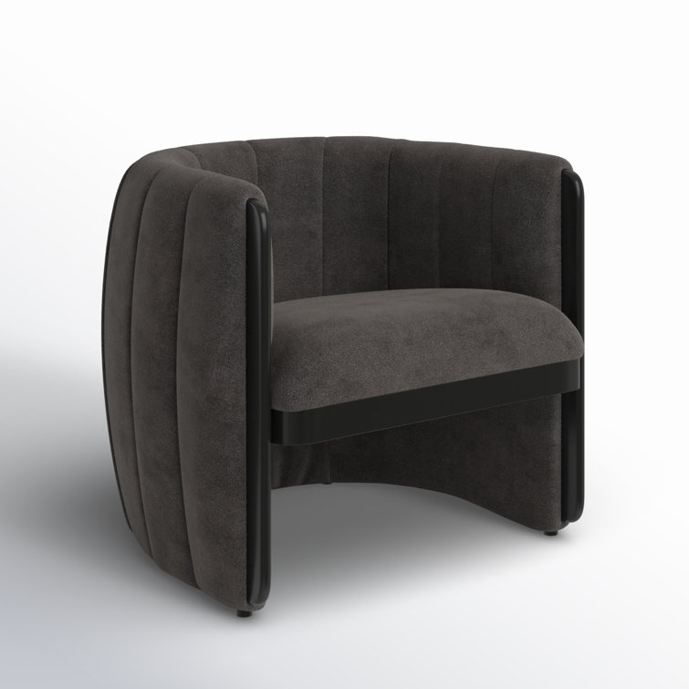 Dark Gray Polyester Upholstered Armchair with Wood Frame