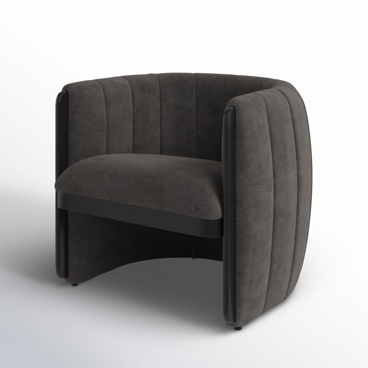 Dark Gray Polyester Upholstered Armchair with Wood Frame