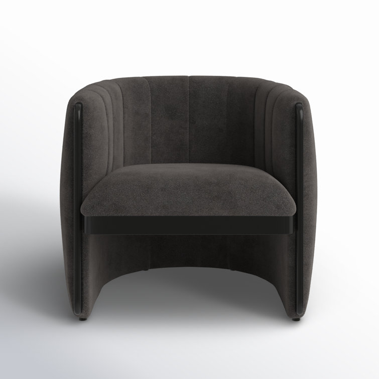 Dark Gray Polyester Upholstered Armchair with Wood Frame