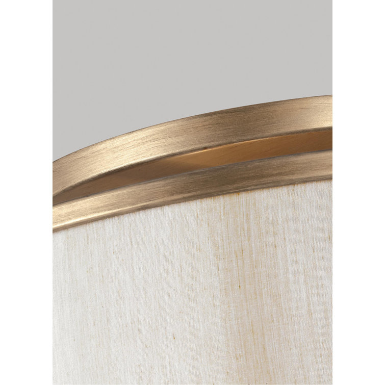 Sunset Gold Drum Semi-Flush Mount with Cream Linen Shade