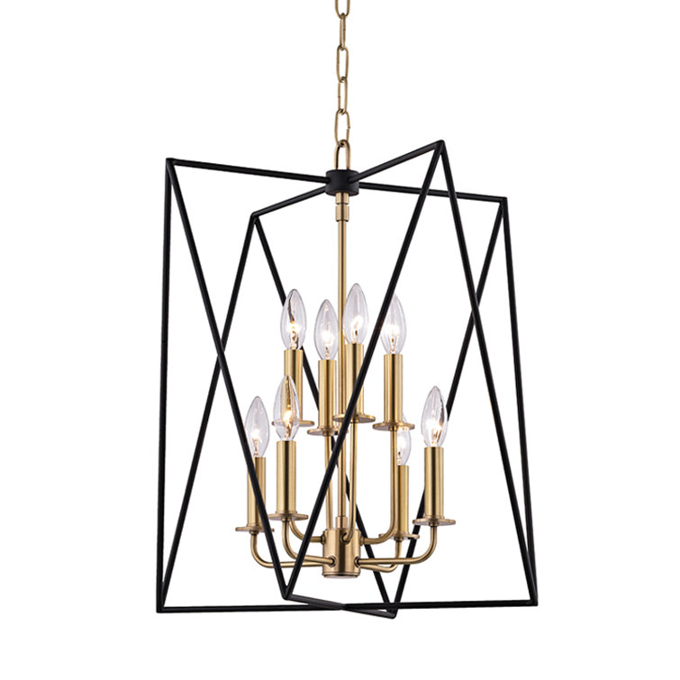 Aged Brass 8-Light Geometric Indoor/Outdoor Chandelier