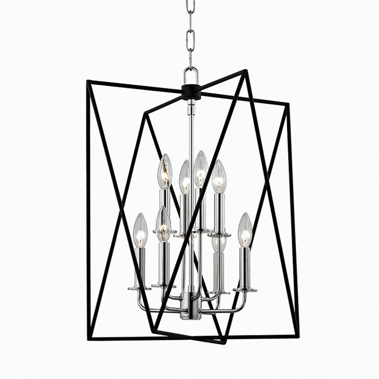 Aged Brass 8-Light Geometric Indoor/Outdoor Chandelier