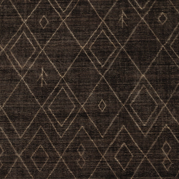 Espresso Hand-Knotted Wool and Cotton Moroccan Area Rug, 9' x 12'
