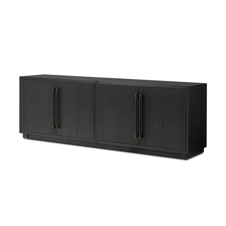 Adolfo 94'' Black Ash Sideboard with Bronze Hardware