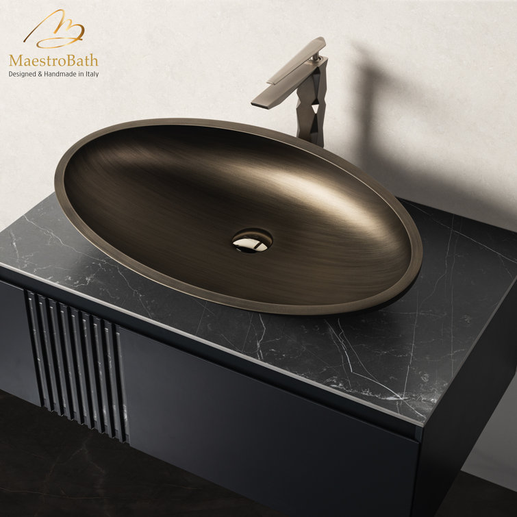 Rose Gold Geometric Single Handle Vessel Sink Faucet