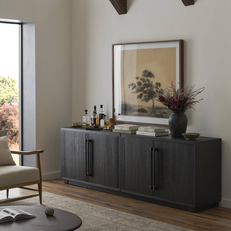 Adolfo 94'' Black Ash Sideboard with Bronze Hardware