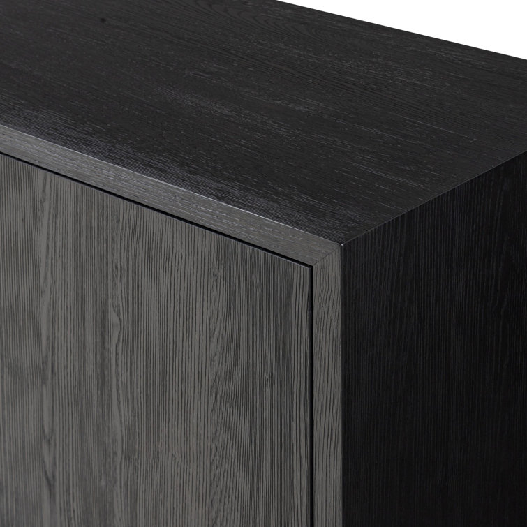 Adolfo 94'' Black Ash Sideboard with Bronze Hardware