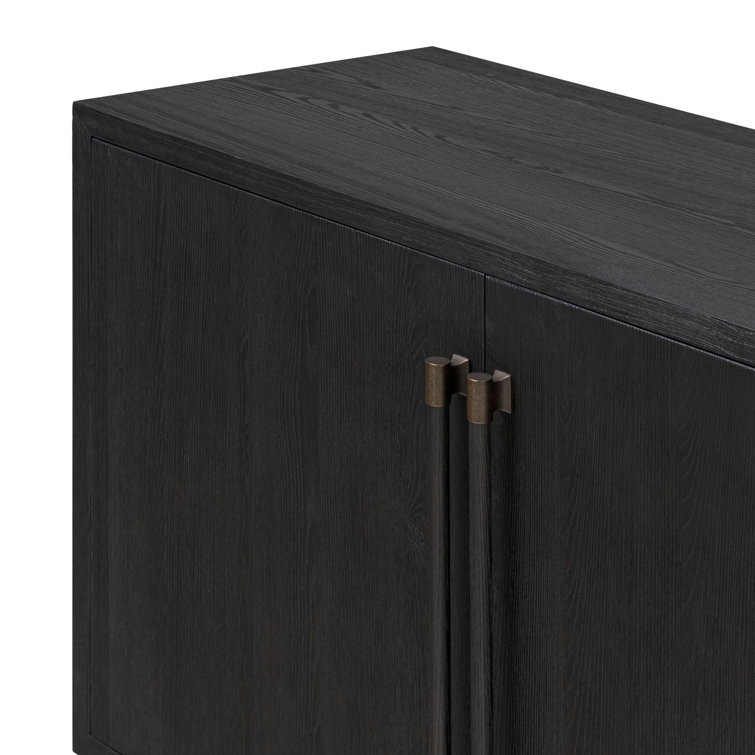 Adolfo 94'' Black Ash Sideboard with Bronze Hardware